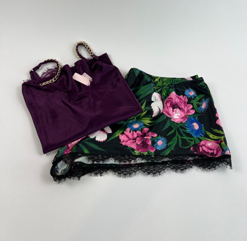 Victoria’s Secret Satin Racerback Tank &Short Sleepwear Set Multicolor XL NWT